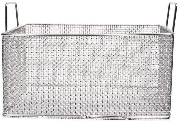 Marlin Steel Wire Products - 12" Deep, Rectangular Stainless Steel Mesh Basket - 1/4" Perforation, 18" Wide x 9" High - Eagle Tool & Supply