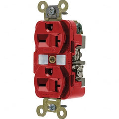 Hubbell Wiring Device-Kellems - 250V 20A NEMA 6-20R Industrial Grade Red Straight Blade Duplex Receptacle - Eagle Tool & Supply