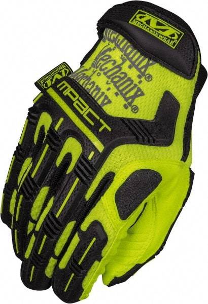 Mechanix Wear - Size M Synthetic Leather/TPR Anti-Vibration/Impact Protection Work Gloves - Uncoated, Hook & Loop Cuff, Full Fingered, Hi-Vis Yellow, Paired - Eagle Tool & Supply
