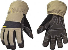 Youngstown - Size S Synthetic Leather Cold Protection & Waterproof Work Gloves - Uncoated, Gauntlet Cuff, Gray, Paired - Eagle Tool & Supply