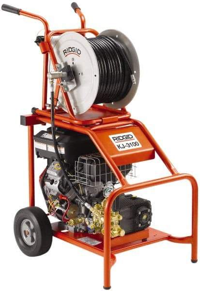 Ridgid - Gas Jet Battery Drain Cleaning Machine - For 2" to 10" Pipe, 3/8" x 300' Cable - Eagle Tool & Supply