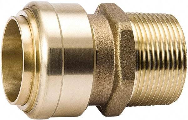 Value Collection - 1" Outside Diam, 1 NPT, Brass Push-to-Connect Tube Male Connector - 200 Max psi, Tube to Male NPT Connection, EPDM O-Ring, Lead-Free - Eagle Tool & Supply