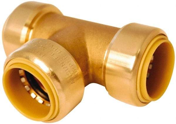Value Collection - 1 x 1 x 3/4" Outside Diam, Brass Push-to-Connect Tube Union Tee - 200 Max psi, Tube to Tube Connection, EPDM O-Ring, Lead-Free - Eagle Tool & Supply