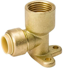 Value Collection - 1/2" Outside Diam, 1/2 NPT, Brass Push-to-Connect Tube Female Drop Ear Elbow - 200 Max psi, Tube to Female NPT Connection, EPDM O-Ring, Lead-Free - Eagle Tool & Supply