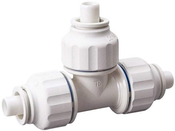 Value Collection - 1/2 x 1/2 x 1/8" OD, Polysulfone Push-to-Connect Union Tee - 250 Max psi, White - Eagle Tool & Supply