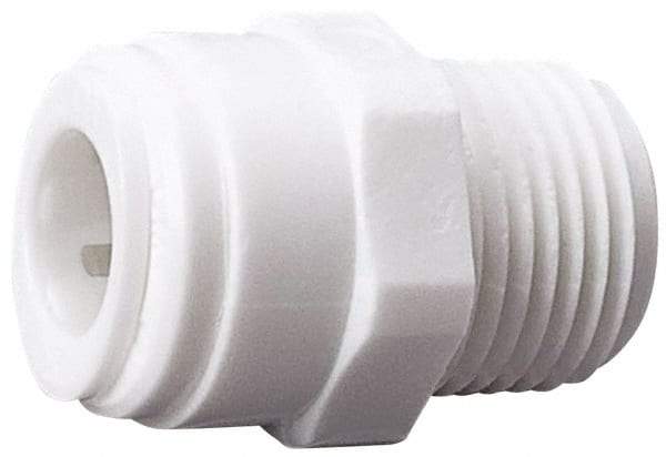 Value Collection - 3/8" OD, 1/2 Thread, Polysulfone Push-to-Connect Male Connector - 250 Max psi, White - Eagle Tool & Supply