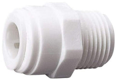 Value Collection - 3/8" OD, 1/2 Thread, Polysulfone Push-to-Connect Male Connector - 250 Max psi, White - Eagle Tool & Supply