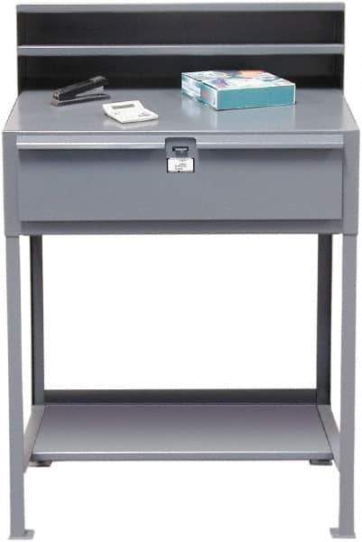 Strong Hold - 1 Drawer Shipping & Receiving Shop Desk - 36 Inch Wide x 28 Inch Deep x 54 Inch High, Dark Gray - Eagle Tool & Supply