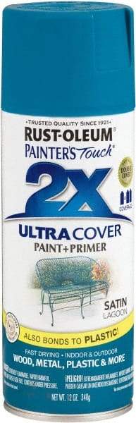 Rust-Oleum - Lagoon (Color), Satin, Enamel Spray Paint - 8 Sq Ft per Can, 12 oz Container, Use on Multipurpose - Eagle Tool & Supply