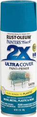 Rust-Oleum - Lagoon (Color), Satin, Enamel Spray Paint - 8 Sq Ft per Can, 12 oz Container, Use on Multipurpose - Eagle Tool & Supply