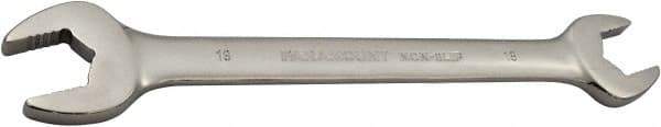 Paramount - 18mm x 19mm Standard Open End Wrench - 8-15/16" OAL, Double End, Full Polish Finish, 15° Head Angle - Eagle Tool & Supply