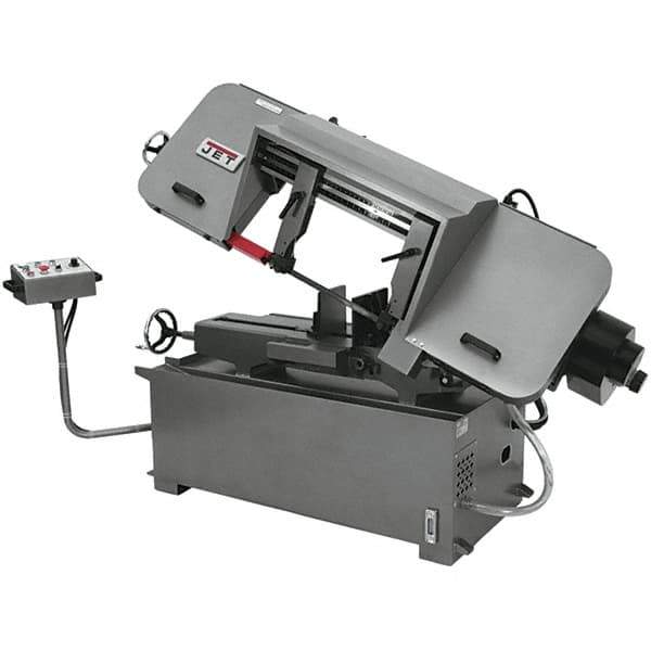 Jet - 12 x 20" Max Capacity, Semi-Automatic Variable Speed Pulley Horizontal Bandsaw - 82 to 262 SFPM Blade Speed, 460 Volts, 45°, 3 hp, 3 Phase - Eagle Tool & Supply