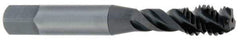 OSG - M12x1.75 Metric Coarse 3 Flute 6H Modified Bottoming Spiral Flute Tap - Vanadium High Speed Steel, TiN Finish, 3-3/8" OAL, Right Hand Flute, Right Hand Thread, D6, Series 343 - Eagle Tool & Supply