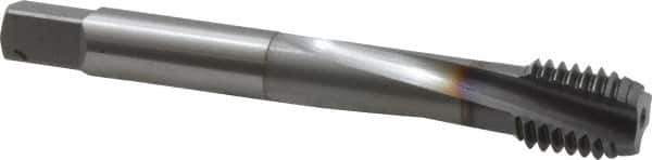 OSG - M12x1.75 Metric Coarse 3 Flute 6H Modified Bottoming Spiral Flute Tap - Powdered Metal, TiCN Finish, 3-3/8" OAL, Right Hand Flute, Right Hand Thread, D6, Series 345TI - Eagle Tool & Supply