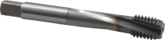 OSG - M12x1.75 Metric Coarse 3 Flute 6H Modified Bottoming Spiral Flute Tap - Powdered Metal, TiCN Finish, 3-3/8" OAL, Right Hand Flute, Right Hand Thread, D6, Series 345TI - Eagle Tool & Supply