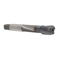 OSG - M12x1.25 Metric Fine 3 Flute Modified Bottoming Spiral Flute Tap - Powdered Metal, TiCN Finish, 3-3/8" OAL, Right Hand Flute, Right Hand Thread, D5, Series 345TI - Eagle Tool & Supply