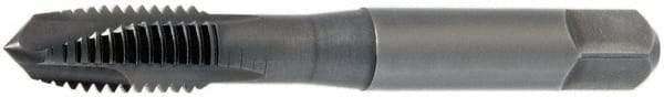 OSG - 3/8-24 UNF, 3 Flute, Oxide Finish, Vanadium High Speed Steel Spiral Point Tap - Plug Chamfer, Right Hand Thread, 2-15/16" OAL, 1-1/4" Thread Length, 0.381" Shank Diam, 2B Class of Fit, Series 300 - Exact Industrial Supply