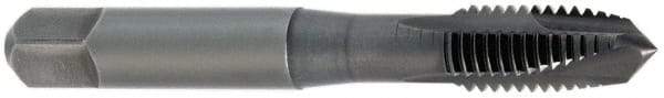 OSG - M12x1.75 Metric Coarse, 3 Flute, TiN Finish, Vanadium High Speed Steel Spiral Point Tap - Plug Chamfer, Right Hand Thread, 3-3/8" OAL, 1-21/32" Thread Length, 0.367" Shank Diam, 6H Class of Fit, Series 342 - Exact Industrial Supply