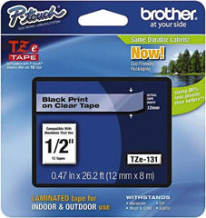 Brother - 1/2" Wide x 314.4" Long, Clear Plastic/Paper Tape Cassette - For Label Maker - Eagle Tool & Supply