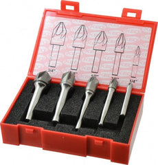 Keo - 5 Piece, 1/4 to 3/4" Head Diam, 82° Included Angle, Single End Countersink Set - Eagle Tool & Supply