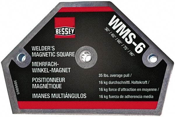 Bessey - 4" Wide x 9/16" Deep x 2-1/2" High Magnetic Welding & Fabrication Square - 35 Lb Average Pull Force - Eagle Tool & Supply