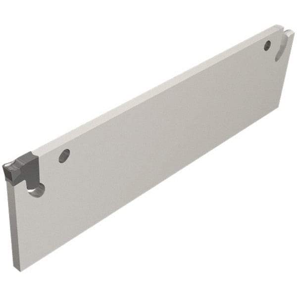 Iscar - 0.59" Blade Height, 1.65mm Blade Width, 58mm OAL, Neutral Cut, Single End Indexable Cut-Off Blade - 11.5mm Max Depth of Cut, TGFH Blade, Tang-Grip Series - Eagle Tool & Supply