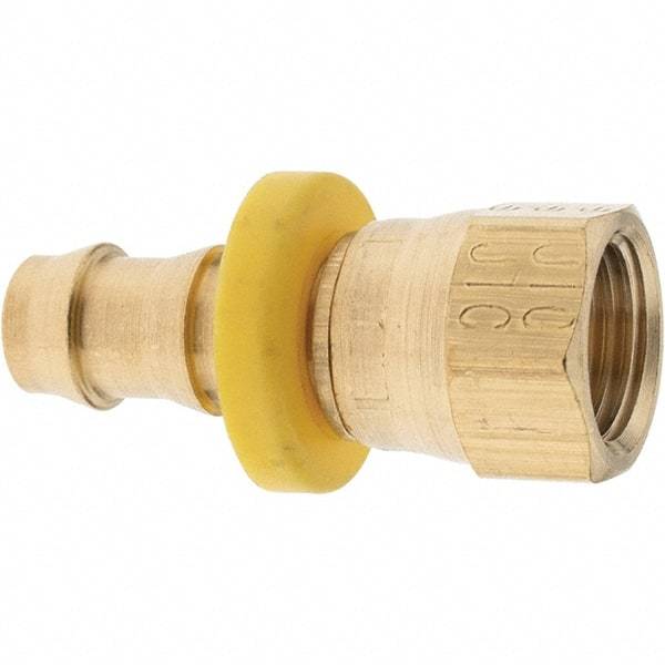 Parker - 3/8" ID 9/16-18 FJIC Barbed Push On Female Fitting - Brass - Eagle Tool & Supply