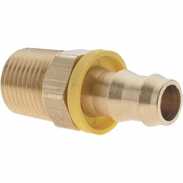 Parker - 1/2" ID 1/2-14 MNPTF Barbed Push On Male Fitting - Brass - Eagle Tool & Supply
