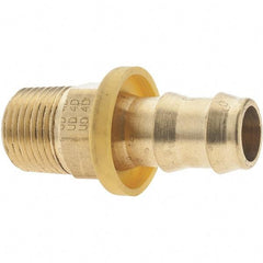 Parker - 1/2" ID 3/8-18 MNPTF Barbed Push On Male Fitting - Brass - Eagle Tool & Supply