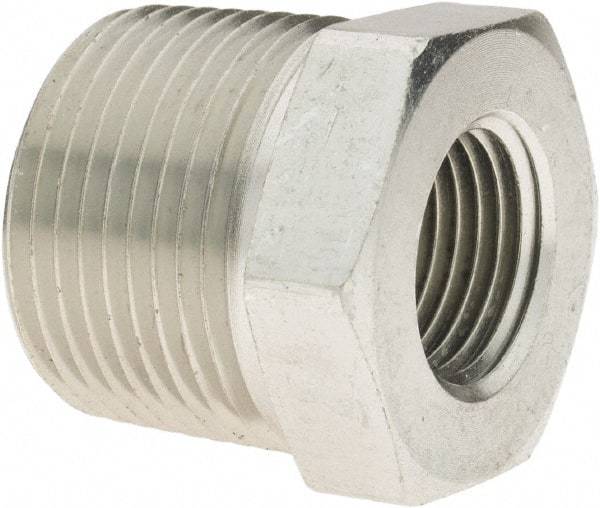 Parker - 1 Male Thread x 1/2 Female Thread, Zinc Plated Steel Industrial Pipe Hex Bushing - MNPTF x FNPTF, 4,500 psi - Eagle Tool & Supply
