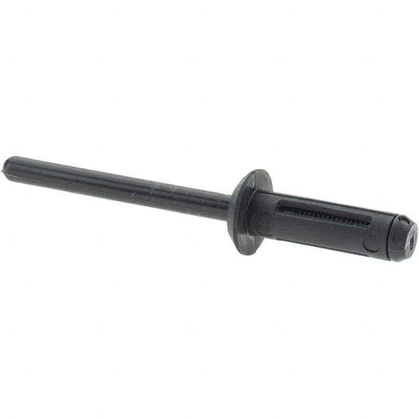 Value Collection - Large Flange Head Nylon Open End Blind Rivet - 5/32" to 1/4" Grip, 11/32" Head Diam, 21/32" Length Under Head, - Eagle Tool & Supply