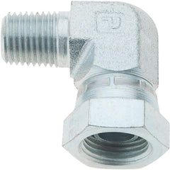 Parker - 1/4-18 Male NPTF Steel Hydraulic Hose Swivel - 6,000 psi, -6 Hose Size, 3/8" Hose Diam - Eagle Tool & Supply