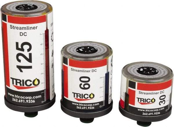 Trico - 4.23 Ounce Reservoir Capacity, 1/4 NPT Thread, Plastic, Electrochemical, Grease Cup and Lubricator - -20 to 55°C Operating Temp, 5 Bar Operating Pressure, 4.54" High x 2.05" Diam - Eagle Tool & Supply