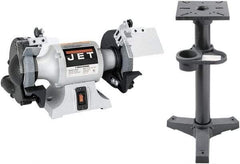 Jet - 6" Wheel Diam x 3/4" Wheel Width, 1/2 hp Grinder - 1/2" Arbor Hole Diam, 1 Phase, 3,450 Max RPM, 115 Volts - Eagle Tool & Supply