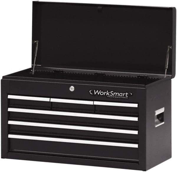 Value Collection - 6 Drawer Intermediate Tool Chest - 26" Wide x 12" Deep x 15-1/4" High, Steel, Black - Eagle Tool & Supply