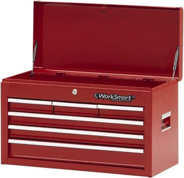 Value Collection - 6 Drawer Intermediate Tool Chest - 26" Wide x 12" Deep x 15-1/4" High, Steel, Red - Eagle Tool & Supply
