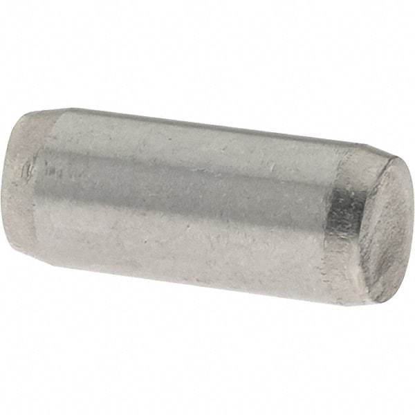 Value Collection - 5mm Diam x 12mm Pin Length 416 Stainless Steel Precision Dowel Pin - C 36-42 Hardness, 1 Beveled & 1 Rounded End - Eagle Tool & Supply