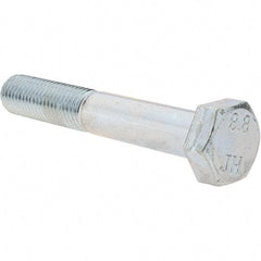 Value Collection - M12x1.50mm Metric Fine, 75mm Long Hex Head Cap Screw - Partially Threaded, Grade 8.8 Steel, Zinc-Plated Finish, 19mm Hex - Eagle Tool & Supply