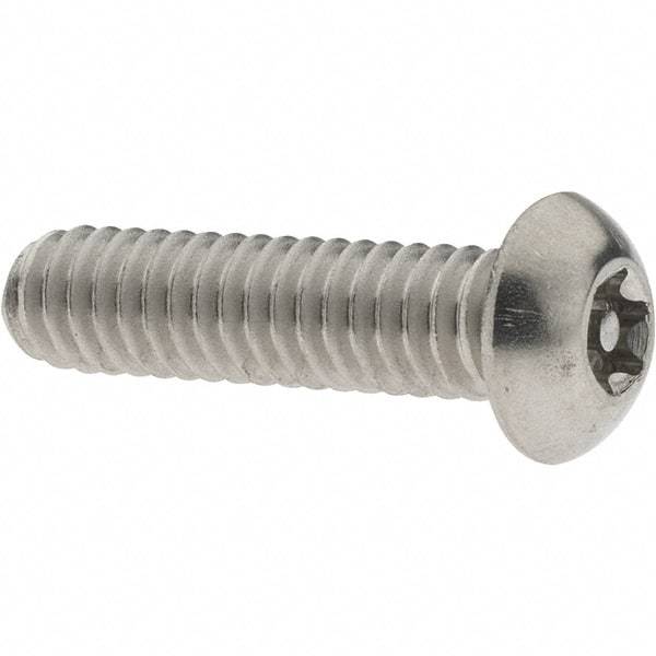 Value Collection - 1/4-20 UNC Pin In Torx Drive, Button Screw - Grade 18-8 Stainless Steel, Uncoated, 1" Length Under Head - Eagle Tool & Supply
