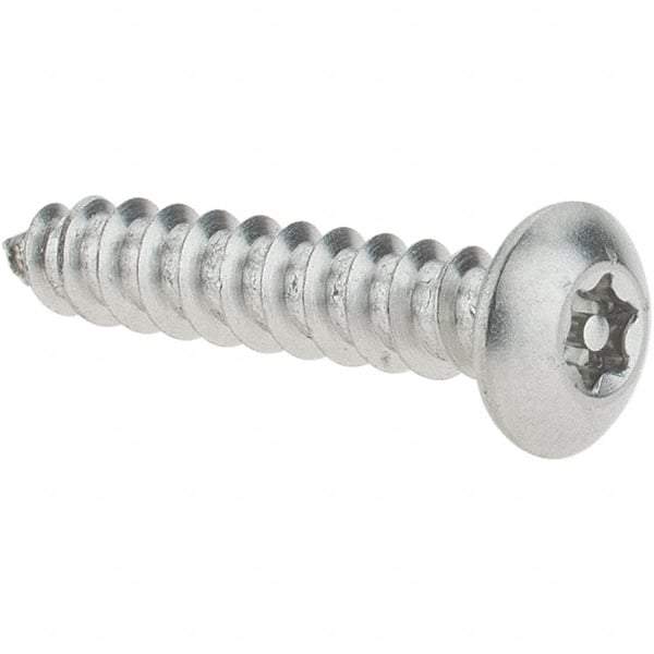Value Collection - #6 Button Head Pin In Torx Sheet Metal Screw - Stainless Steel, 3/4" Length Under Head, Grade 18-8, T10 Drive - Eagle Tool & Supply