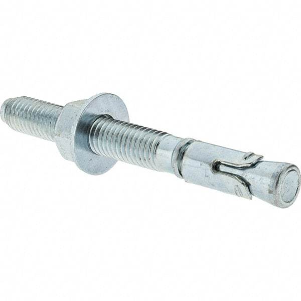 Value Collection - 1/2" Diam, 1/2" Drill, 4-1/2" OAL, Wedge Expansion Concrete Anchor - 1018 Steel, Zinc-Plated Finish, Hex Nut Head, Hex Drive, 2-3/4" Thread Length - Eagle Tool & Supply