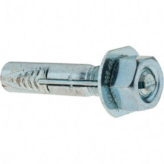 Value Collection - 3/8" Diam, 3/8" Drill, 2" OAL, Wedge Expansion Concrete Anchor - Steel, Zinc-Plated Finish, Hex Nut Head, Hex Drive, 3/4" Thread Length - Eagle Tool & Supply