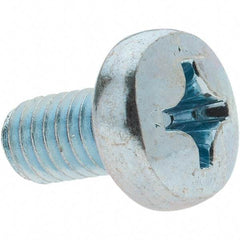 Value Collection - M6x1.00, 10mm Length Under Head Phillips Drive Machine Screw - Pan Head, Grade 4.8 Steel, Zinc-Plated Finish, Without Washer - Eagle Tool & Supply