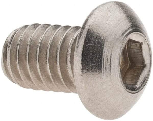 Made in USA - 5/16-18 UNC Hex Socket Drive, Button Screw - Grade 18-8 Stainless Steel, 1/2" Length Under Head - Eagle Tool & Supply