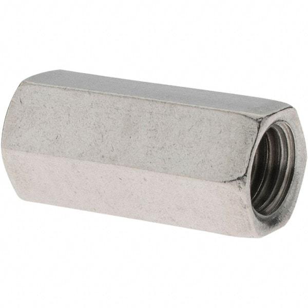 Value Collection - 3/8-16 UNC, 1-1/8" OAL Stainless Steel Standard Coupling Nut - 1/2" Width Across Flats - Eagle Tool & Supply