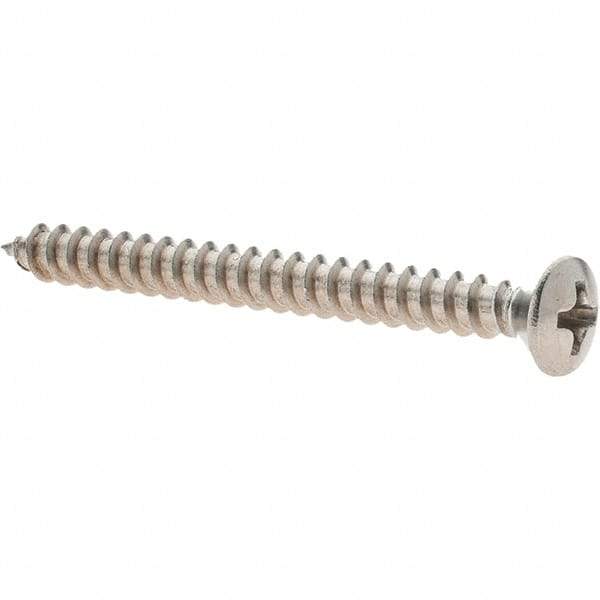 Value Collection - #8 Oval Head Phillips Sheet Metal Screw - Stainless Steel, 1-3/4" Length Under Head, Grade 18-8 - Eagle Tool & Supply