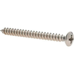 Value Collection - #8 Oval Head Phillips Sheet Metal Screw - Stainless Steel, 1-3/4" Length Under Head, Grade 18-8 - Eagle Tool & Supply