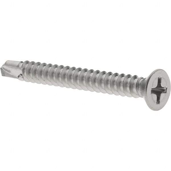 Value Collection - #8, Flat Head, Phillips Drive, 1-1/2" OAL, #2 Point, Self Drilling Screw - Grade 410 Stainless Steel - Eagle Tool & Supply