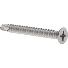 Value Collection - #8, Flat Head, Phillips Drive, 1-1/2" OAL, #2 Point, Self Drilling Screw - Grade 410 Stainless Steel - Eagle Tool & Supply