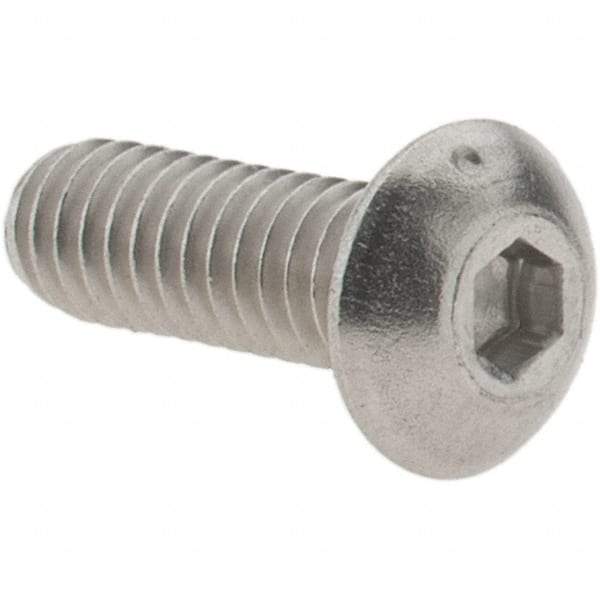 Value Collection - #8-32 UNC Hex Socket Drive, Button Screw - Grade 316 Stainless Steel, Uncoated, 1/2" Length Under Head - Eagle Tool & Supply